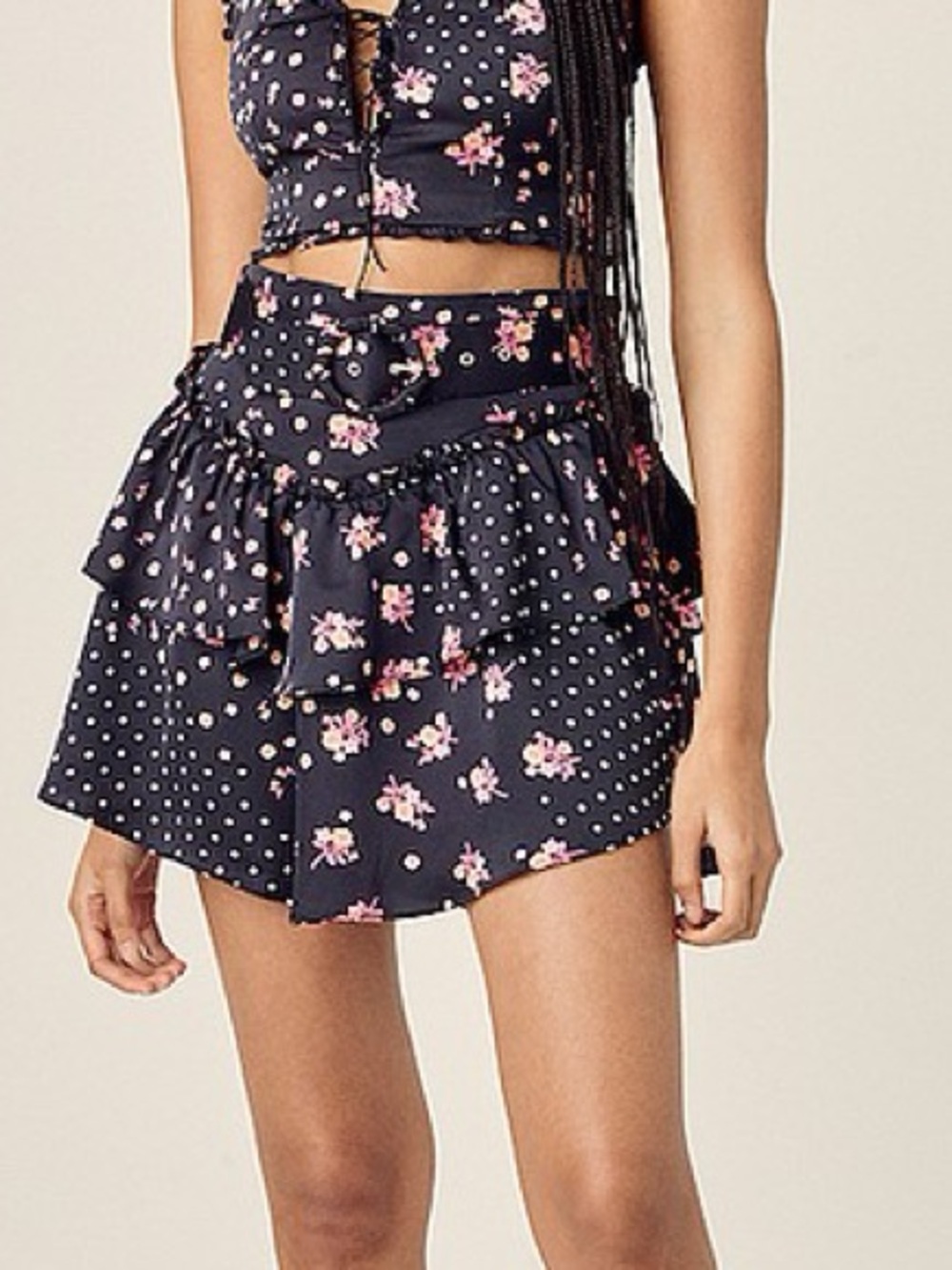 For Love and Lemons Small Camellia Skirt Floral Ruffles